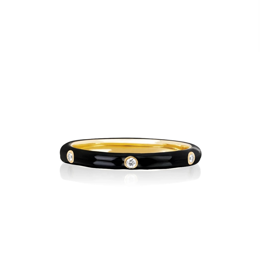 3 Diamond & Black Enamel Ring EF Collection